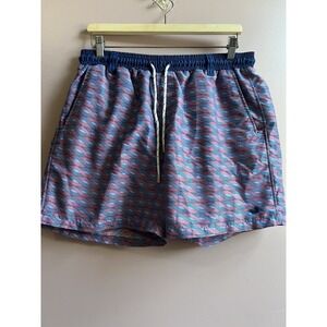 Southern Marsh‎ Dockside Swim Trunks Men's - Lattice, Blue and Red Size Small